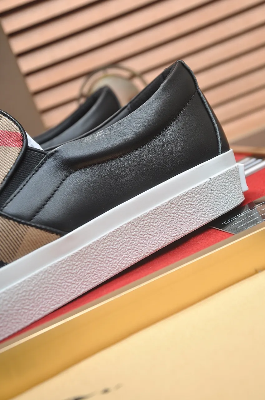 Men's shoes💰480💶[Burberry] (cowhide lining) classic low-top sneakers｜Imported cowhide with classic plaid fabric｜Cow leather lining｜Original outsole｜Fine workmanship and comfortable to wear Size: 38-44 (customized at 45)